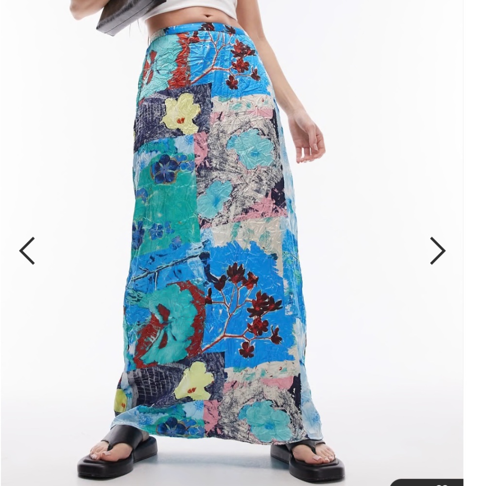 Topshop resort print maxi skirt in multi